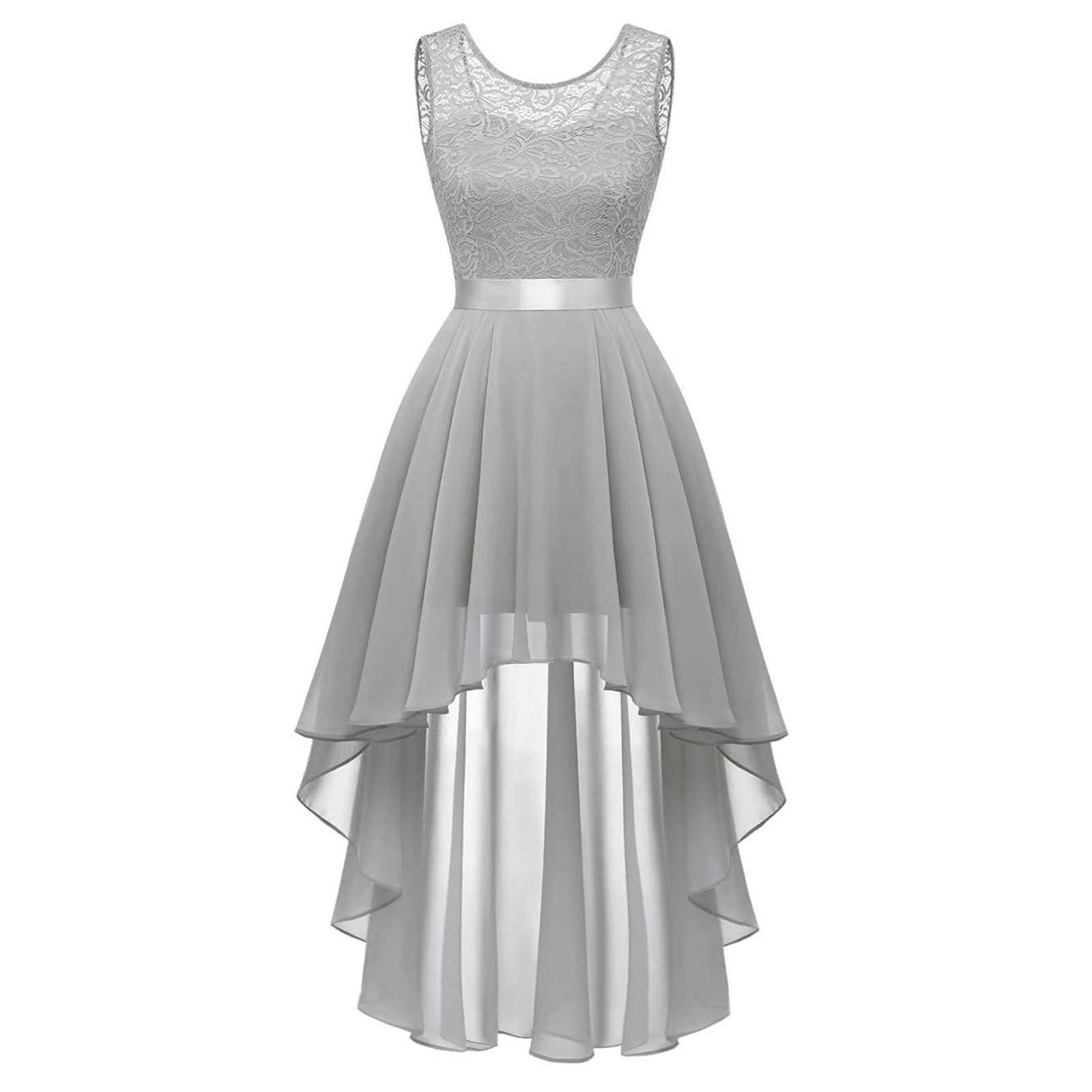 thumbnail image 4 of Vestido de cóctel sin mangas con estampado floral para mujer: elegante vestido de noche de dama de honor con abertura lateral para bodas y fiestas, 4 of 6